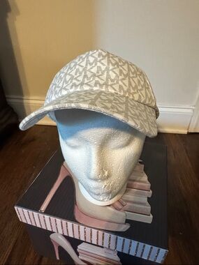 Michael Kors White and Gray MK  Monogram  Baseball Cap